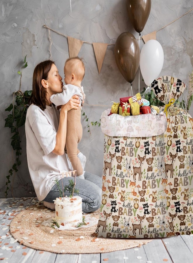 WRAPAHOLIC 56" Large Baby Shower Plastic Gift Bag - Little Woodland Animal Jumbo Bike Bag Gift Wrap for Baby Shower, Kids Birthdays, Parties, Celebrating, or Any Occasion - 56" H x 36" W - Image 4